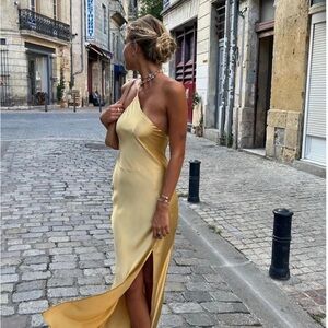 Commense Gold Satin Dress